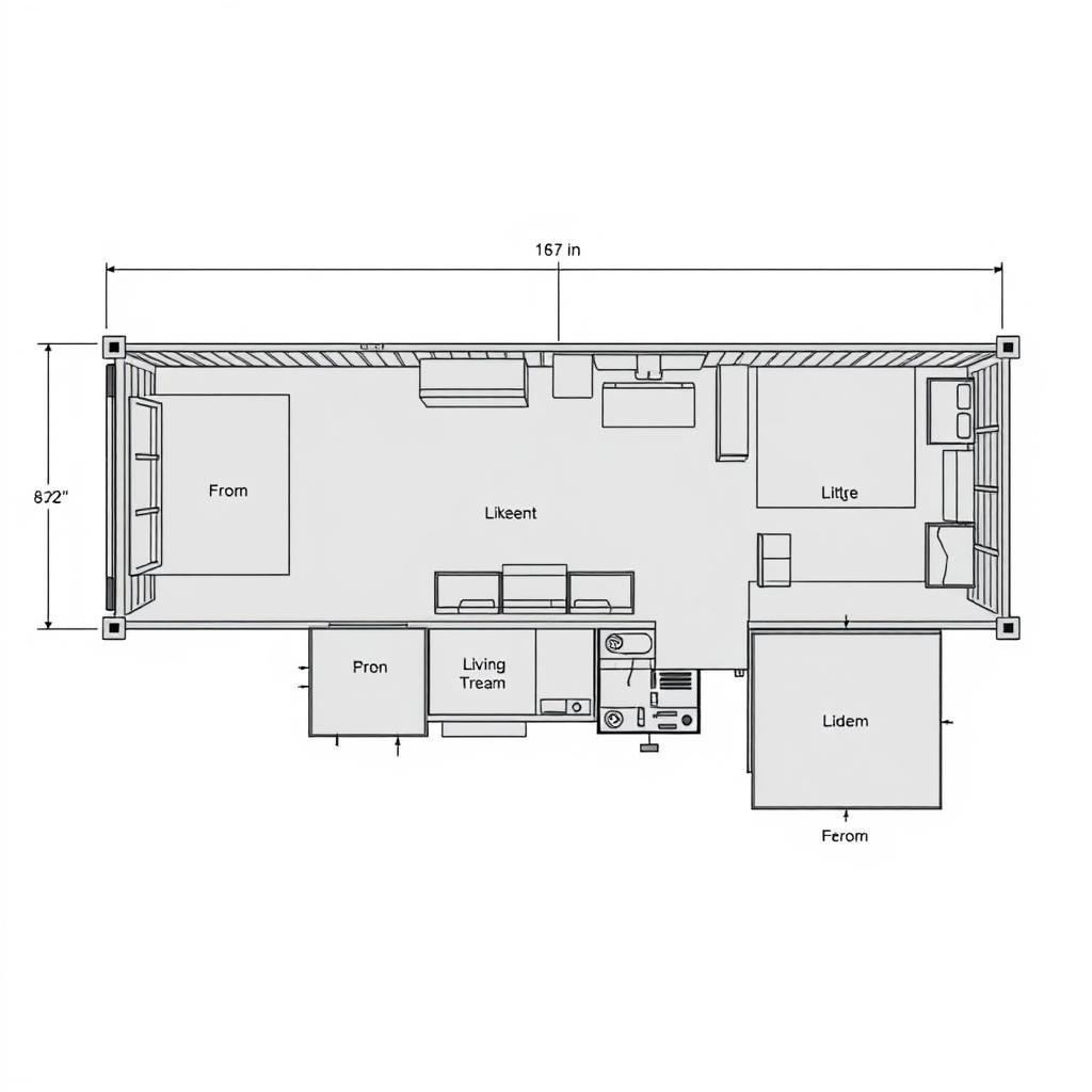 Expandable layout floor plan for shipping container camper