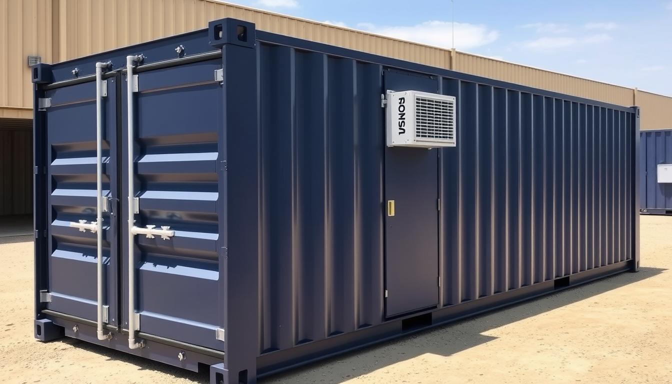 Shipping container gun range exterior showing mobility and compact design