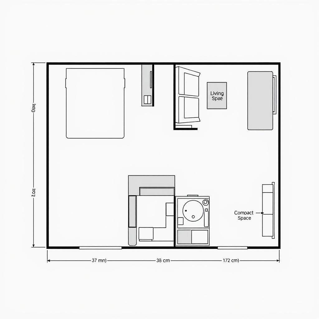 Split layout floor plan for shipping container camper