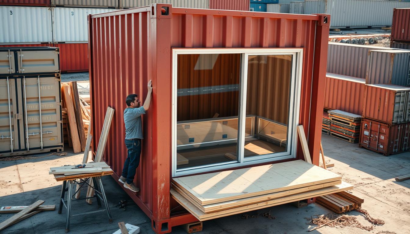 how to put windows in shipping container
